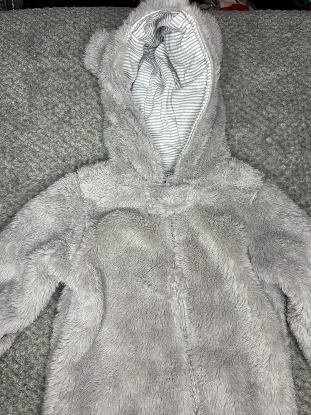 Carter’s Unisex Baby’s Full Body Fleece Sleeper - Gray Size 6 Months NWT